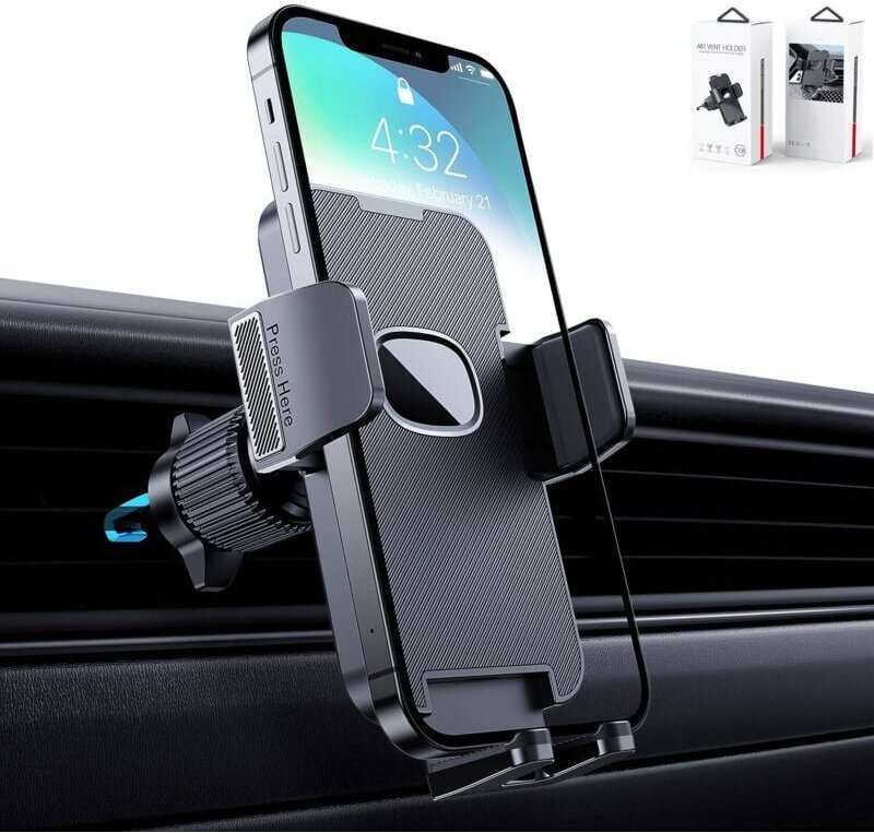 Autotelefonhalter, 360 Grad drehbarer Autotelefonhalter für die Autolüftung, Auto-GPS-Halterung (schwarz)