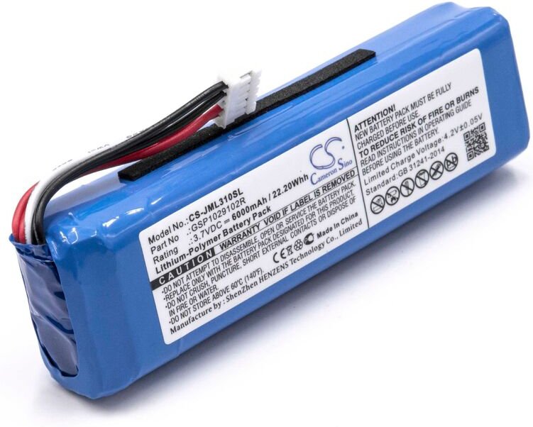 Vhbw - 1x Akku Ersatz für jbl GSP1029102R für Lautsprecher Boxen Speaker (6000 mAh, 3,7 v, Li-Polymer)
