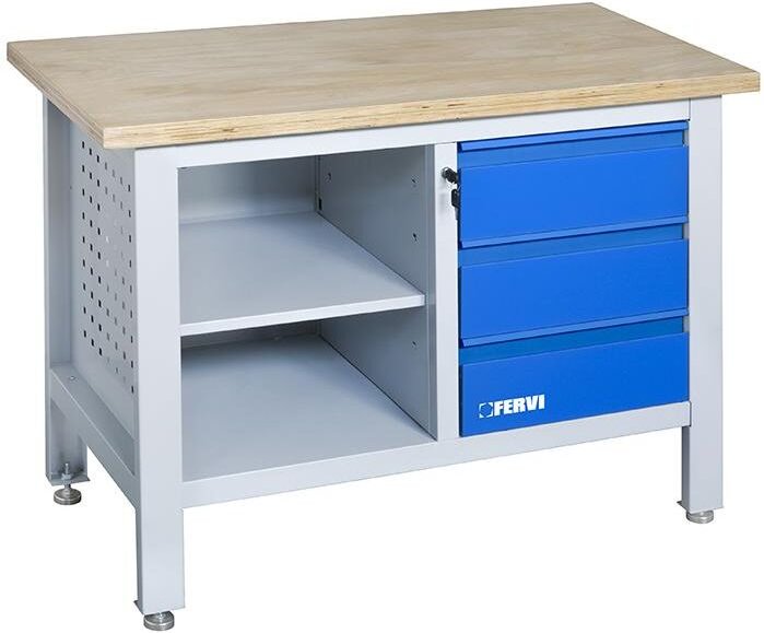Fervi - Werkbank mit Holzplatte und 1200 mm Kommode b009/a1