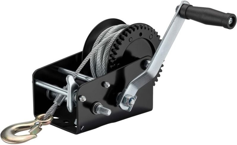 Wiltec Handseilwinde bis 1500kg Übersetzung 4:1 8:1 280x240x180mm, Winde mit 10m Seil, Seilwinde handbetrieben, Handseil...