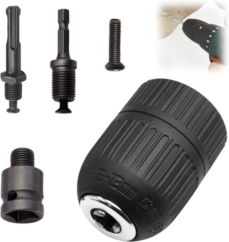 Thumbnail - 5er-Set Bohrfutter für Schnellspannbohrfutter, SDS-Schneckenbohrer, Schlagschrauber-Adapter, für Rotations-Multitool - C...