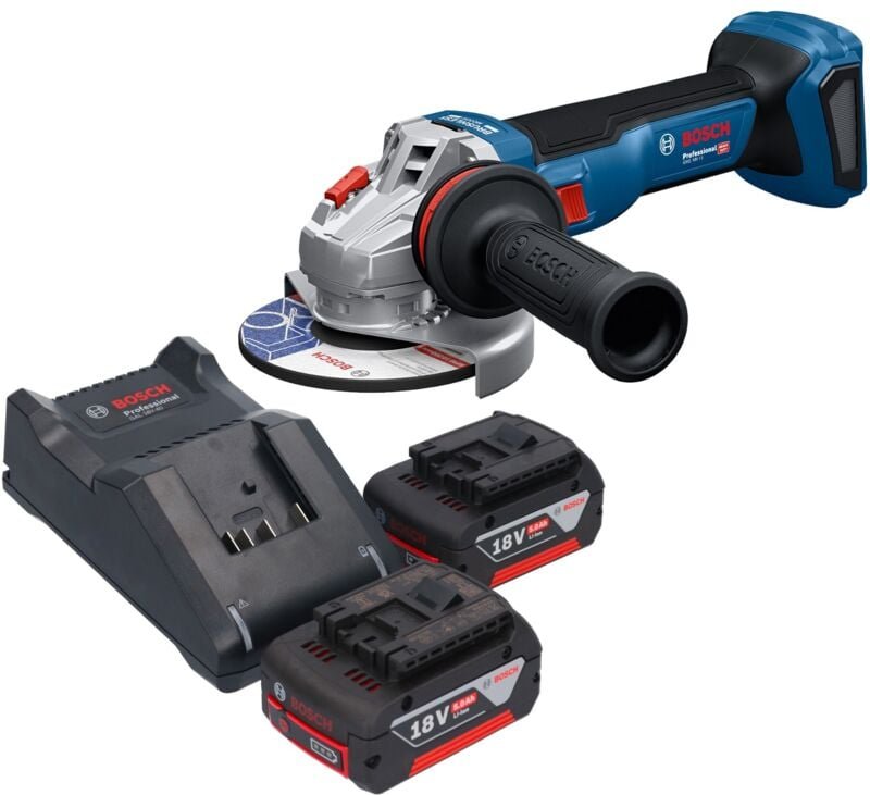 Bosch GWS 18V-11 Professional Akku Winkelschleifer 18 V 125 mm + 2x Akku 5,0 Ah + Ladegerät