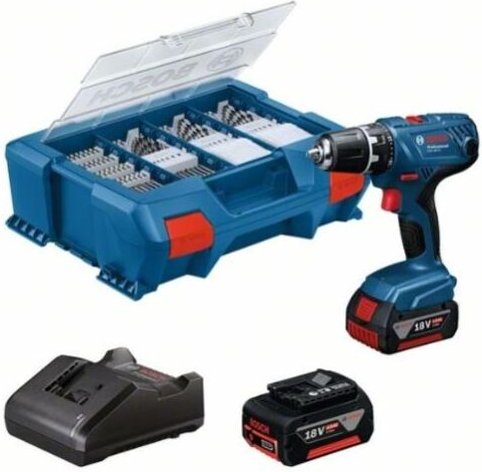 Bosch GSR18V-21 Bohrschrauber 18V + 2 Batterien 4 Ah + Ladegerät + L-Case - 06019H100C