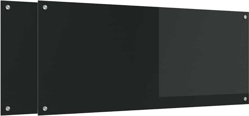 Küchenrückwand 2 pcs Schwarz 120 x 50 cm Gehärtetes Glas vidaXL