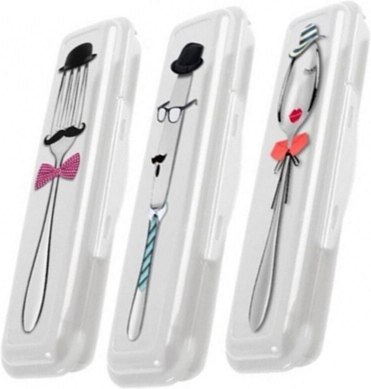 Trade Shop Traesio - Trade Shop - 2 x Besteckhalter, Besteck, Gabeln, Messer, Mittagessenhalter, Schule -