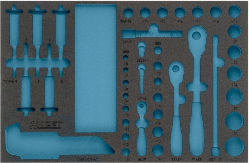 2-Komponenten Weichschaum-Einlage für Art.Nr. 163-329/100, 3/3 (519 x 342 mm) - Hazet