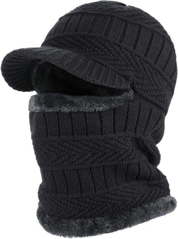 Wintermütze aus Strick-Sturmhaube mit flexiblem Nackenwärmer, Unisex, winddichte, warme Skimaske für Outdoor-Sportarten