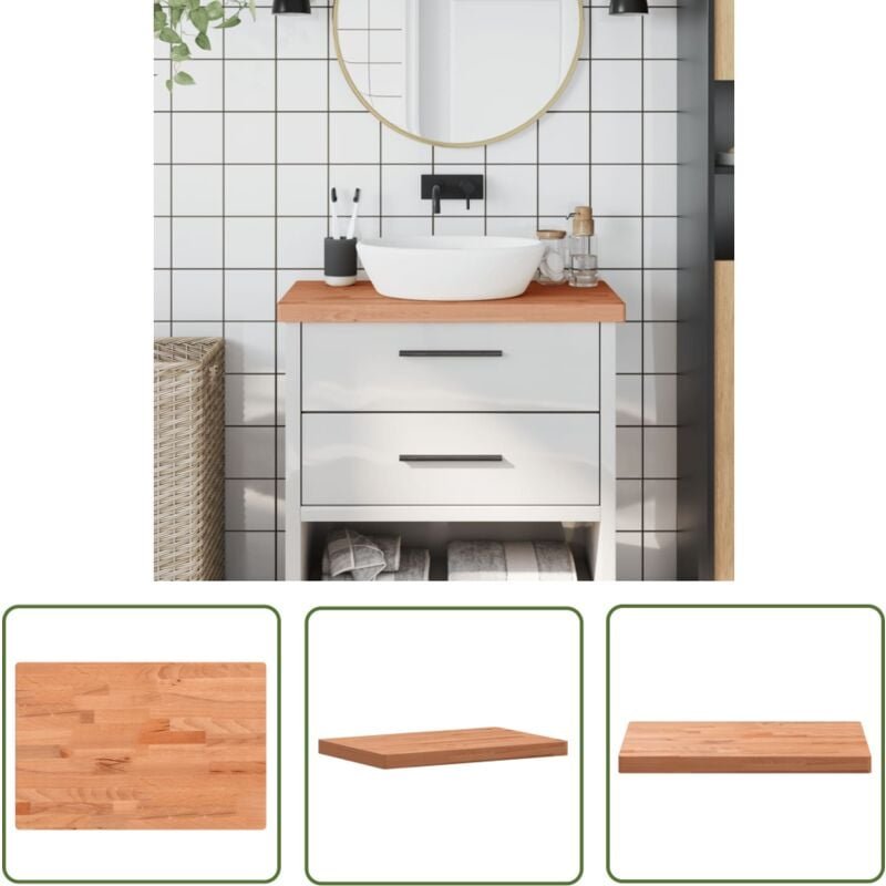 The Living Store - vidaXL Waschtischplatte 80x40x4 cm Massivholz Buche