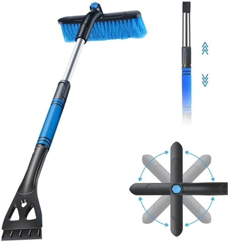 2-in-1 Auto-Eiskratzer mit Besen, Eiskratzer und Schneebesen, 360°-Bürstenkopf, rutschfester Schaumstoffgriff, für Auto,...