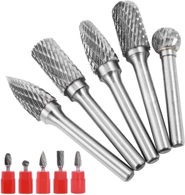 Thumbnail - Stück 6 × 10 mm Doppelschnitt-Rotationsfräser, Wolframkarbid-Stabschleifer-Bit, 6,35 mm Schaft, zylindrische Rotationsgr...