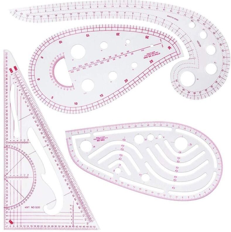 Ahlsen Nählineal, 4 Stück, metrisches Lineal, Kurvenlineal zum Nähen, Zeichnungsvorlage, Schneiderwerkzeug für DIY-Kleid...