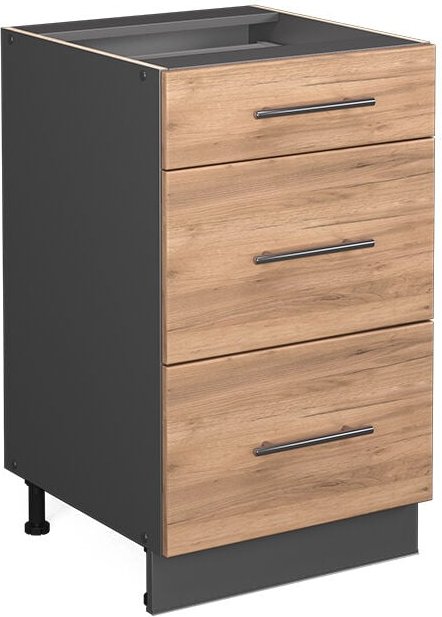 Vicco - Küchenunterschrank Fame-Line, Goldkraft Eiche, 50 cm ohne Arbeitsplatte