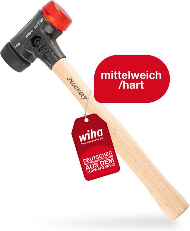 Wiha Schonhammer Safety mittelweich/hart Rund-Schlagkopf 40 I 325mm Perfekt für Pflasterhandwerk I Montage- & Werkstatta...