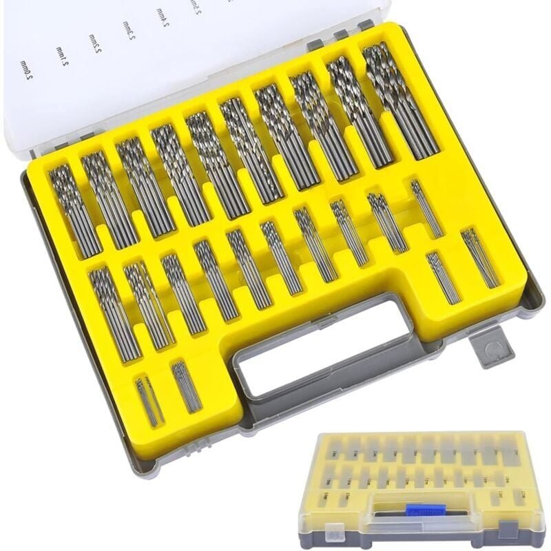 Thumbnail - 150 Stück Spiralbohrer, Schnellarbeitsstahl, Titan, Mikrobohrer-Set, Werkzeug, 0,4 mm–3,2 mm, für Holz, Metall, Kunststo...
