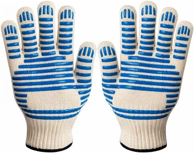Thumbnail - Cyslmuk - Grillhandschuhe, Doppel-Ofenhandschuhe, hitzebeständig bis 350 °c, rutschfeste Silikon-Grillhandschuhe zum Koc...