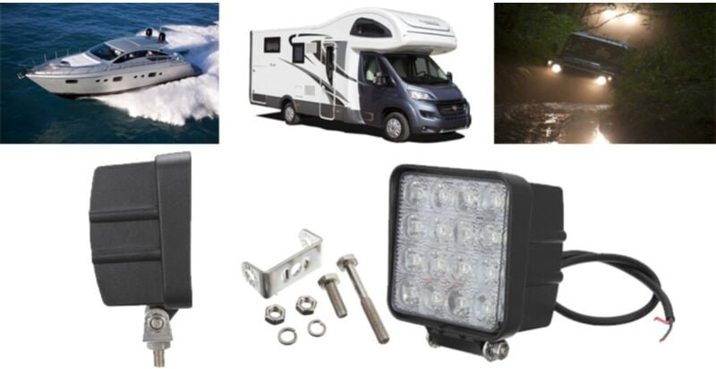 Trade Shop Traesio - Trade Shop - zusätzlicher scheinwerfer tiefe 12V 16 led 48W off-road car square 6000K -