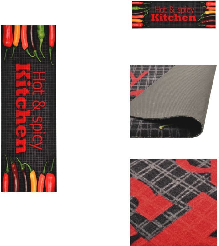 Küchenbodenmatte Waschbar Hot&Spicy 45x150 cm - Teppich - Küchenbodenmatte - Samt - Rutschfest - Maschinenwäsche