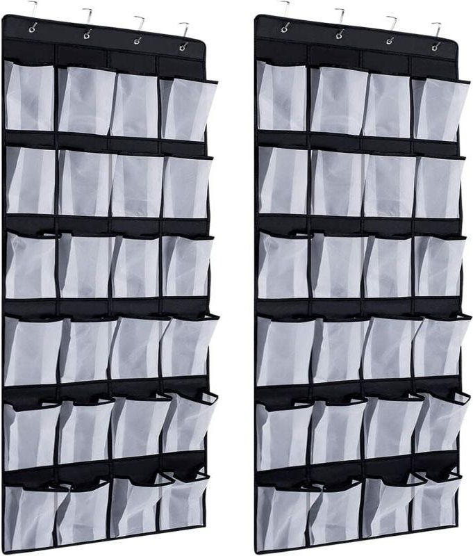 Stück Schuh-Organizer mit 24 Taschen für die Tür, Schuhaufbewahrung mit 8 Haken (schwarz)