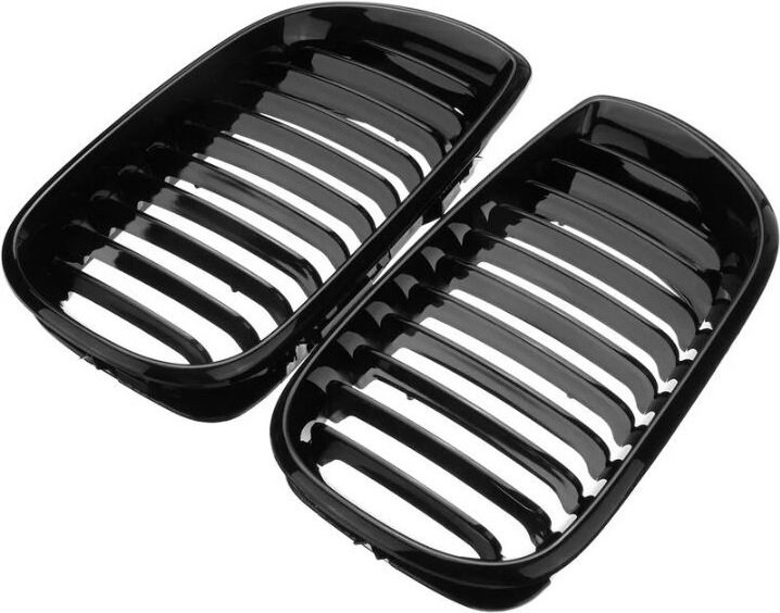 2 Stück glänzend schwarzer vorderer Nierengrill für bmw 3er E46 Viertürer 02–05 - Csparkv