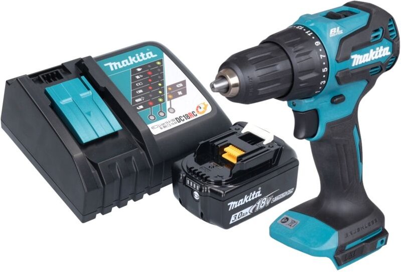 Makita DHP 490 RF1 Akku Schlagbohrschrauber 18 V 65 Nm Brushless + 1x Akku 3,0 Ah + Ladegerät