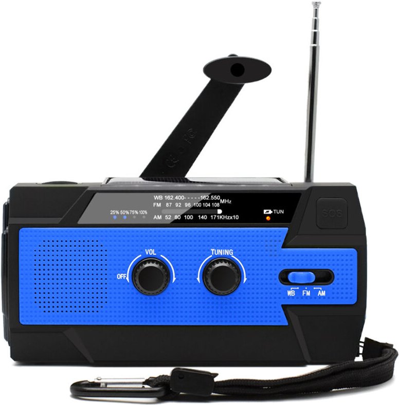 Tragbares Solarradio mit Handkurbel, wiederaufladbares Dynamoradio mit am/fm/wb, eingebautem 4000-mAh-Akku, 4 Modi, LED-...