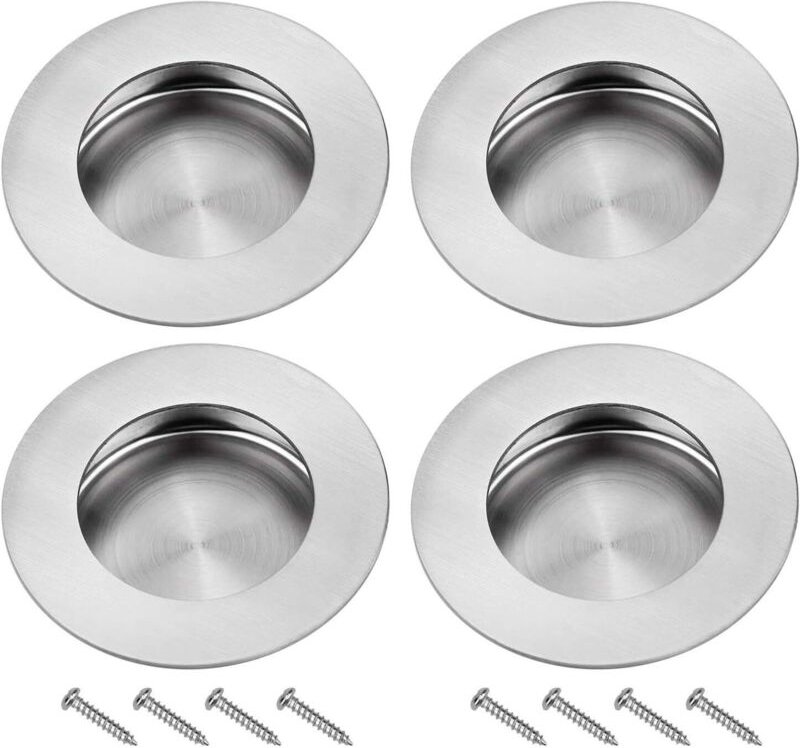 BEBUSINGOTO 304 Edelstahl versenkte Schiebetürgriffe, unsichtbare Nut, runde Griffe für Schiebetüren, Schränke, Schublad...