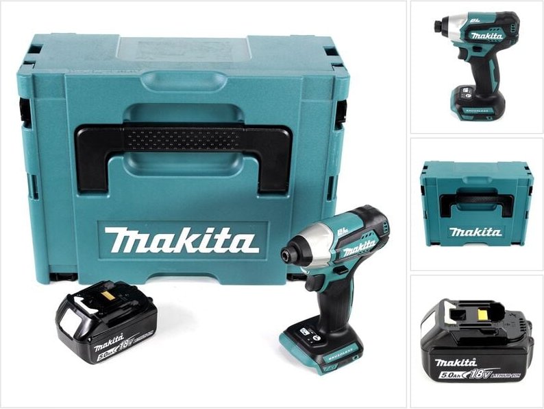 Dtd 155 RT1 18 v Brushless Li-Ion Akku Schlag Schrauber im Makpac + 1 x BL1850 5,0 Ah Akku - ohne Ladegerät - Makita