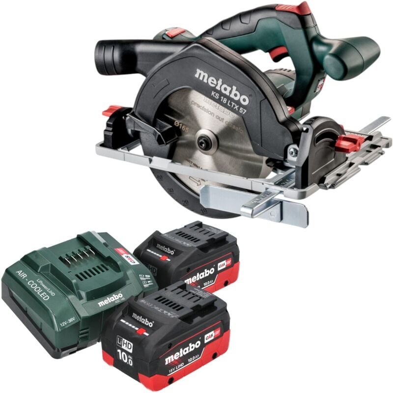 Metabo KS 18 LTX 57 Akku Handkreissäge 18 V 165 mm + 2x LiHD Akku 10,0 Ah + Ladegerät