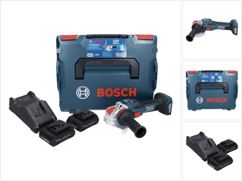 Bosch GWX 18V-15 SC Professional Akku Winkelschleifer 18 V 125 mm BITURBO X-LOCK + 2x ProCORE Akku 4,0 Ah + Ladegerät + ...