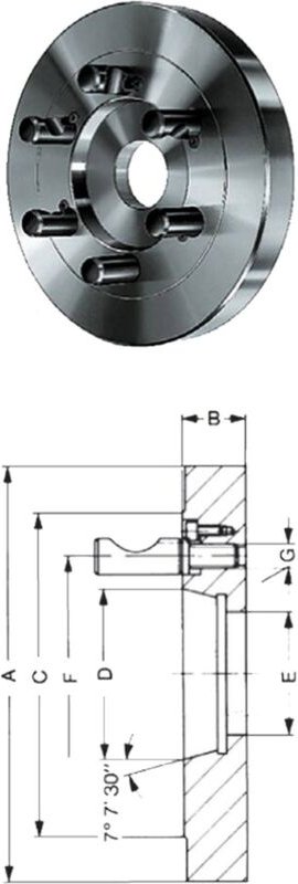 Röhm Kurzkegelflansch, Außen-Ø 200, Kurzkegel 6, ISO 702-2 - 319680