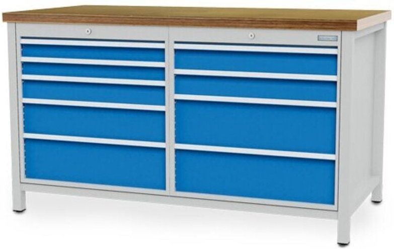 Kastenwerkbank Breite 1500 mm, R24-24, 9 x Schublade Maße in mm (BxTxH): 1500 x 750 x 859