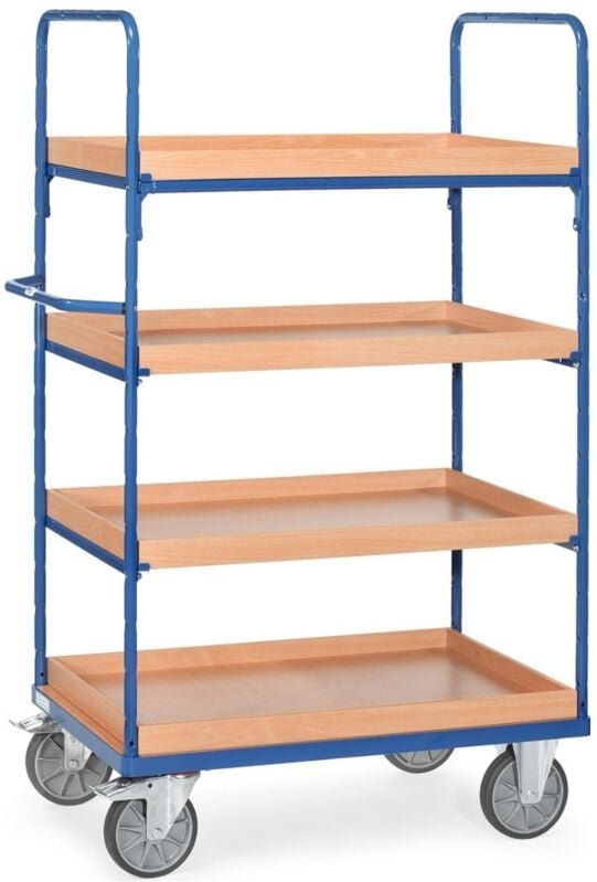 fetra Etagenwagen, Ladefläche 965 x 655 mm, 1169 x 709 x 1800 mm (LxBxH), 1 fester und 3 Einlägekästen