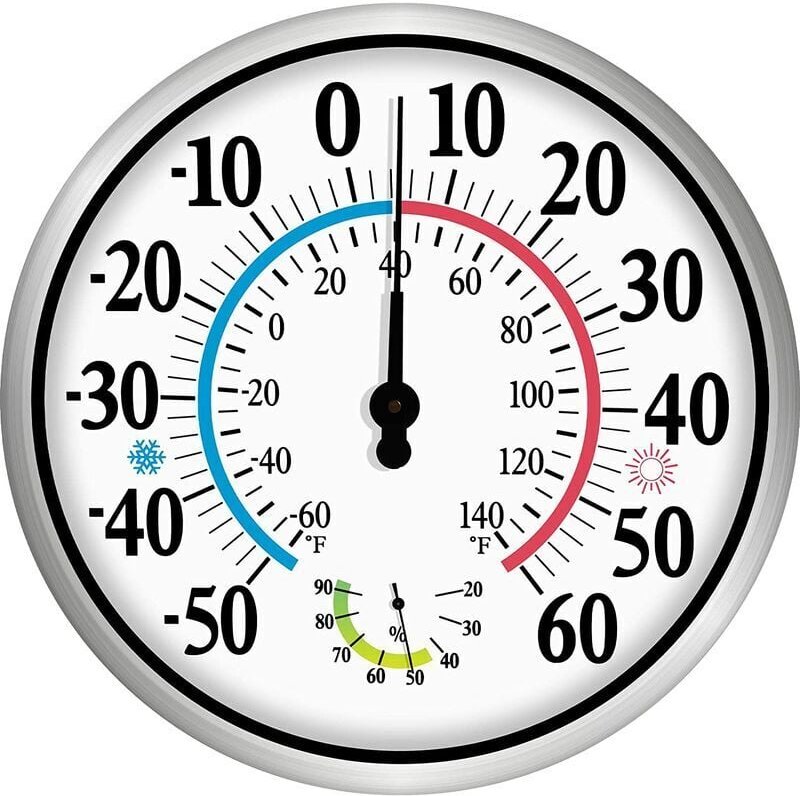 12-Zoll-Außenthermometer mit großen Ziffern – 2-in-1-kabelloses Innen-/Außenthermometer-Hygrometer, wandmontiertes Therm...
