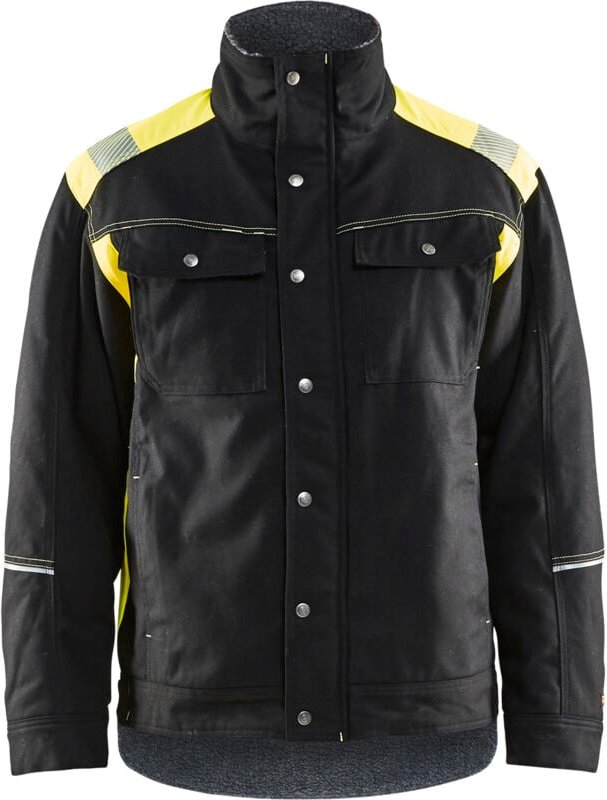 Arbeitsjacke für Handwerker, gefüttert, fluoreszierende Details 4915 - Schwarz/Neongelb 4XL
