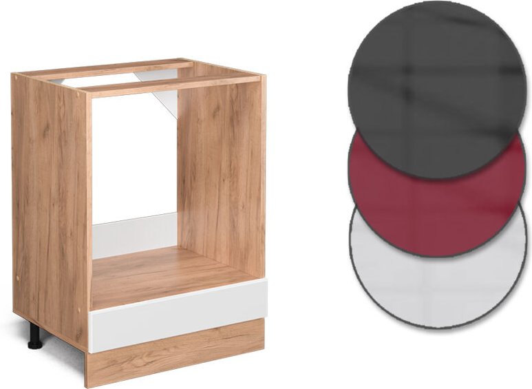 Vicco - Herdumbauschrank R-Line, Weiß Hochglanz, 60 cm , ap Eiche