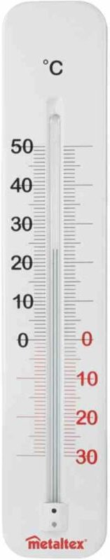 Metaltex - Innen-/Außen-Thermometer 29 cm Metall weiß