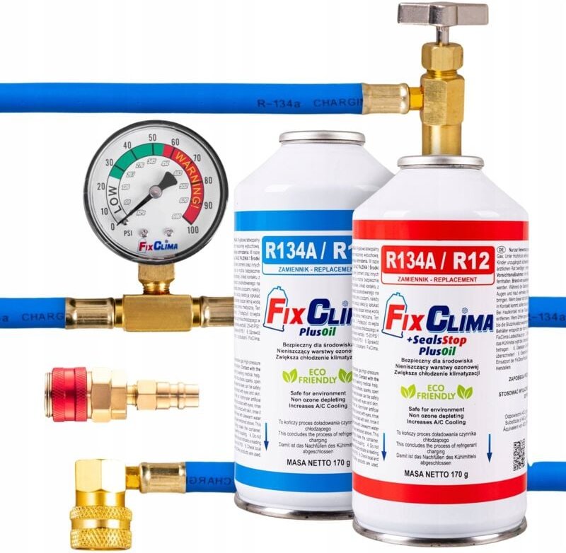 Autoklimaanlagen-Füllset R134a Gas 3in1 + Hd/nd-Adapter