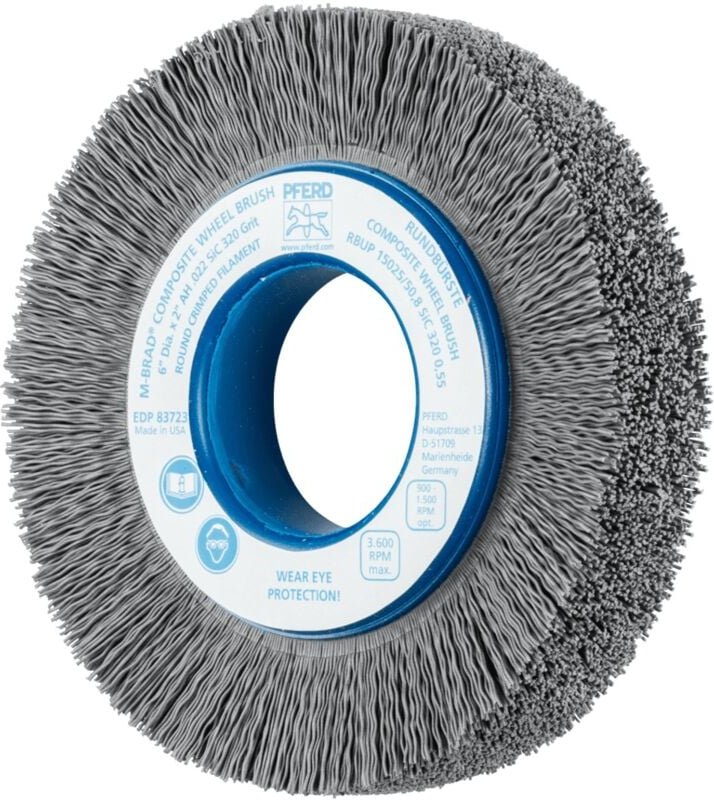 Composite Rundbürste rbup ø 150x25x50,8 mm Bohrung SiC-Filament-Ø 0,55 mm Korn 320 stationär - Pferd