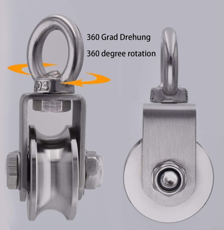 Seilrolle aus Edelstahl 304, maximale Belastung 500 kg npterbl