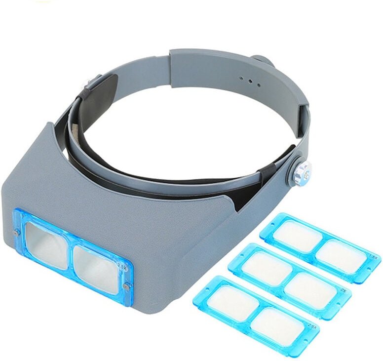 1,5-fache/2-fache/2,5-fache/3,5-fache Vergrößerungsbrille mit Beleuchtung mit 4 abnehmbaren Linsen – Headset-Kopfband-Lu...