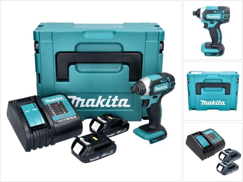 Makita DTD 152 SYJ Akku Schlagschrauber 18 V 165 Nm + 2x Akku 1,3 Ah + Ladegerät + Makpac