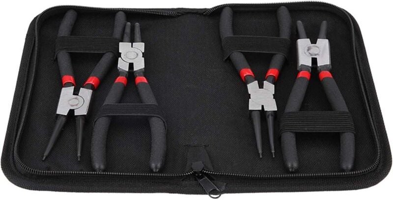 Sicherungsringzange, Set mit 4 Sicherungsringzangen, 7 Zoll/175 mm, gerade, gebogene Innen- und Außenzangensätze mit Auf...