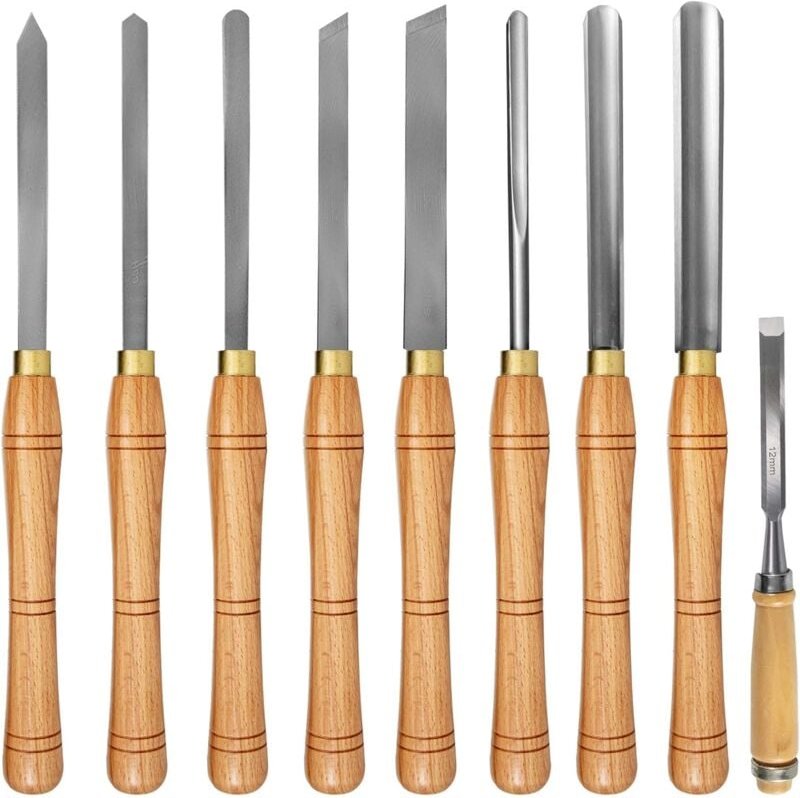 Thumbnail - 8-teiliges Drehmeißel-Set, Holzdrehmaschine, Hochgeschwindigkeits-Arbeitstisch, Holzdrehmaschine für Laboratorien, Gelb