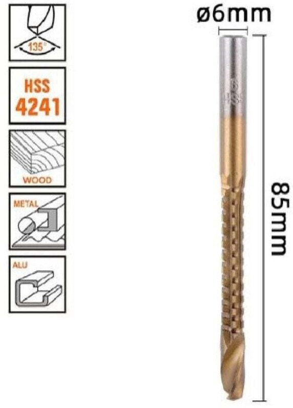 Ymyny - 6mm x 85mm Titan Hss 4241 Spiralbohrer für Metall Holz 57150 -