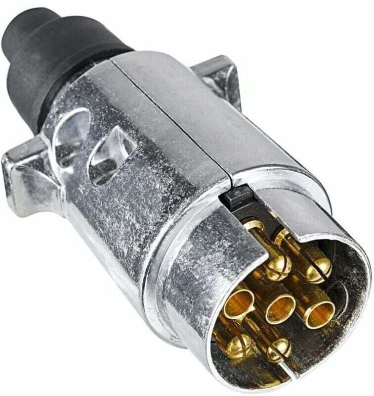 7-poliger Anhängerstecker aus Metall, 12 V, wasserdicht, 7-poliger Anhängerstecker aus Metall, für Wohnwagen, Wohnmobil,...
