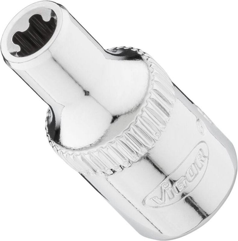 VIGOR Steckschlüsseleinsatz, 1/4 (6,3 mm) Vierkant hohl, Außenprofil mit 5 abgerundeten Flanken (TORX-ähnlich), SW E5+