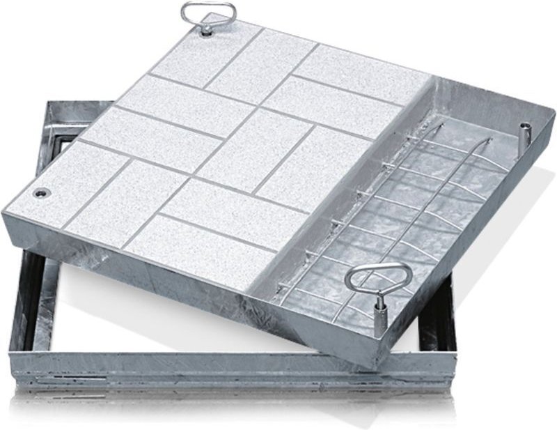 Zarges Schachtabdeckung aus Edelstahl mit Wanne 800 mm x 800 mm