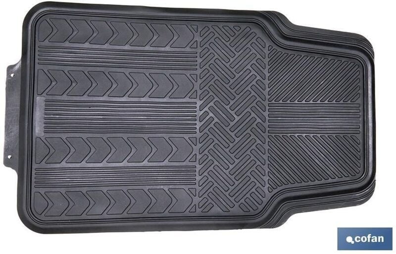 Set mit 4 universellen rutschfesten und verstellbaren Automatten 46,5 x 70 cm und 46 x 41 cm aus schwarzem pvc