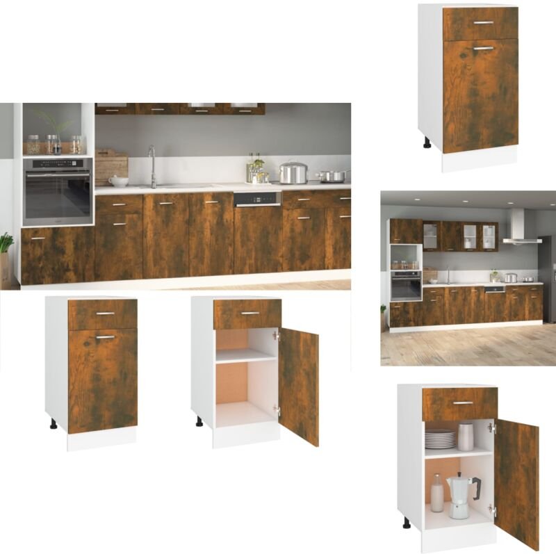 Unterschrank mit Schublade Räuchereiche 40x46x81,5 cm - Unterschrank - Küche - Küchenschrank - Holzküche - Holzschrank