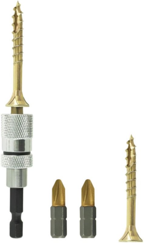 Magnetisches Bithalter-Set, 2 Bits PZ2, 50 Rocket-Holzschrauben 4x40 mm TX20